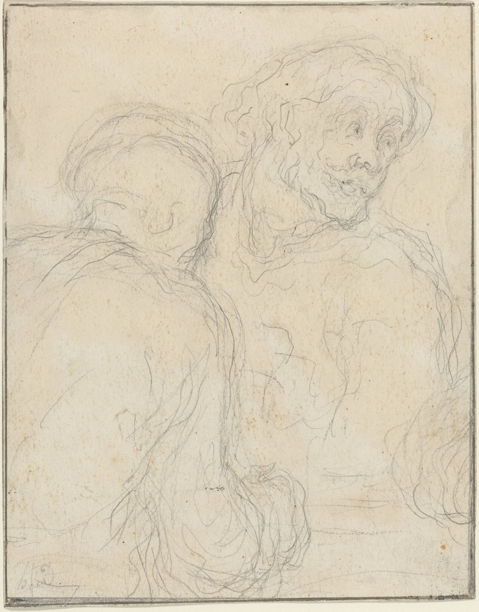Two Men, by Honoré Daumier, graphite, 1844