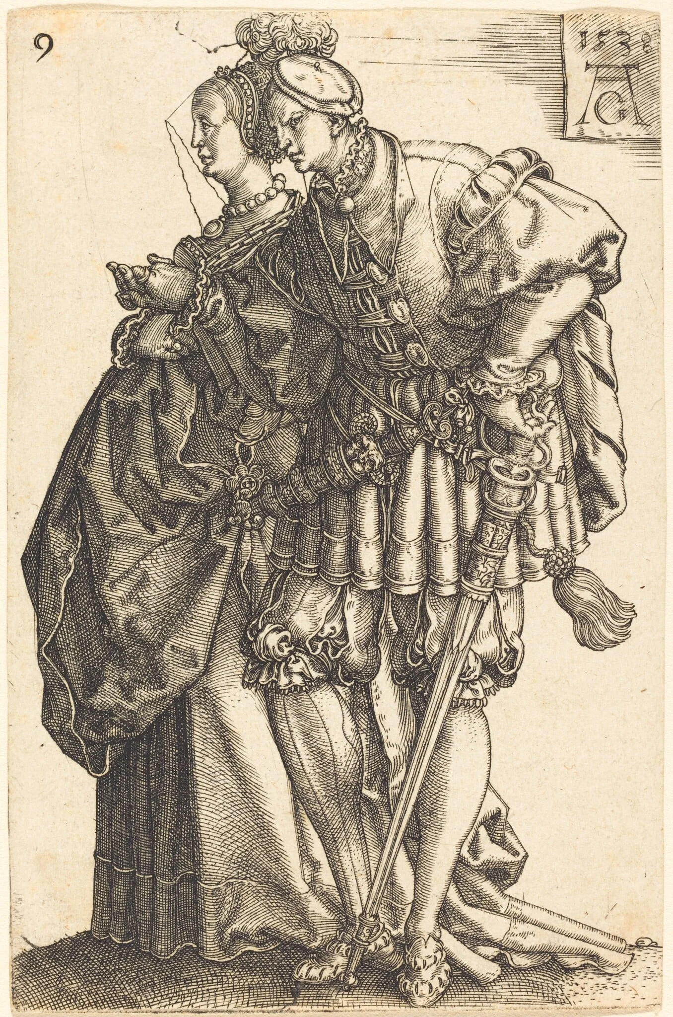 Large Wedding Dancers, by Heinrich Aldegrever, ink, 1538