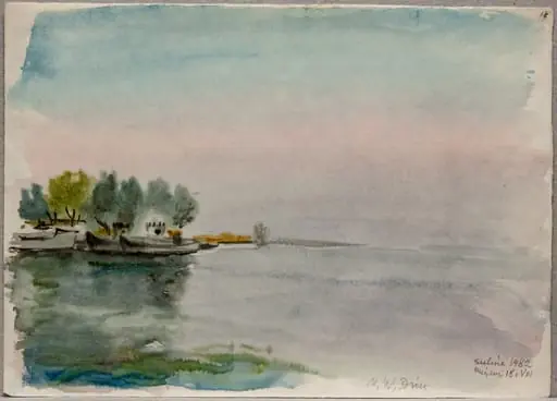 S 11 - Peisaj la Sulina (Dunăre și mal cu bărci)