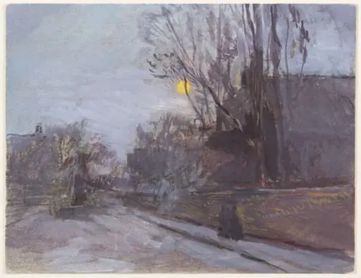 Town view by moonlight
