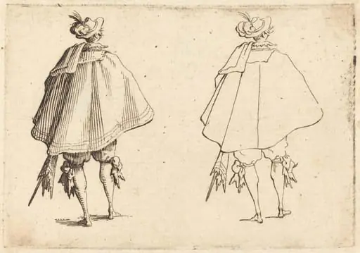 Gentleman in Large Mantle, Seen from Behind