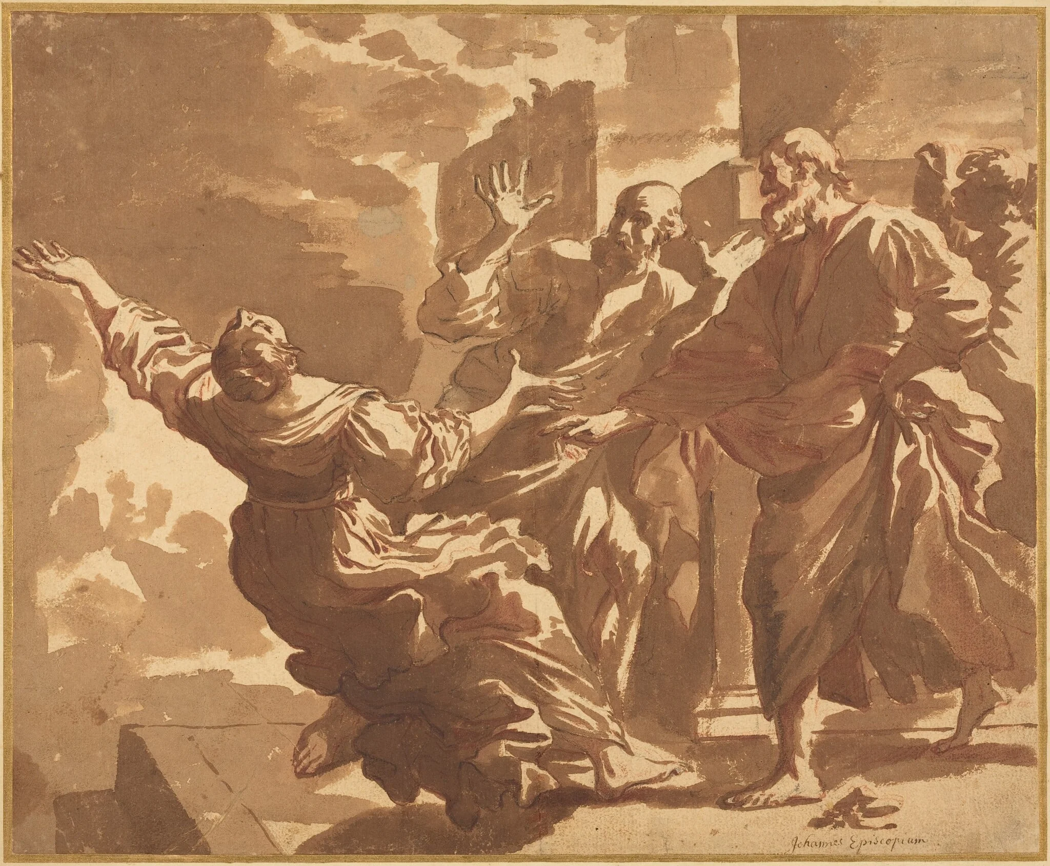 The Death of Sapphira, by Jan de Bisschop, paint, 1660