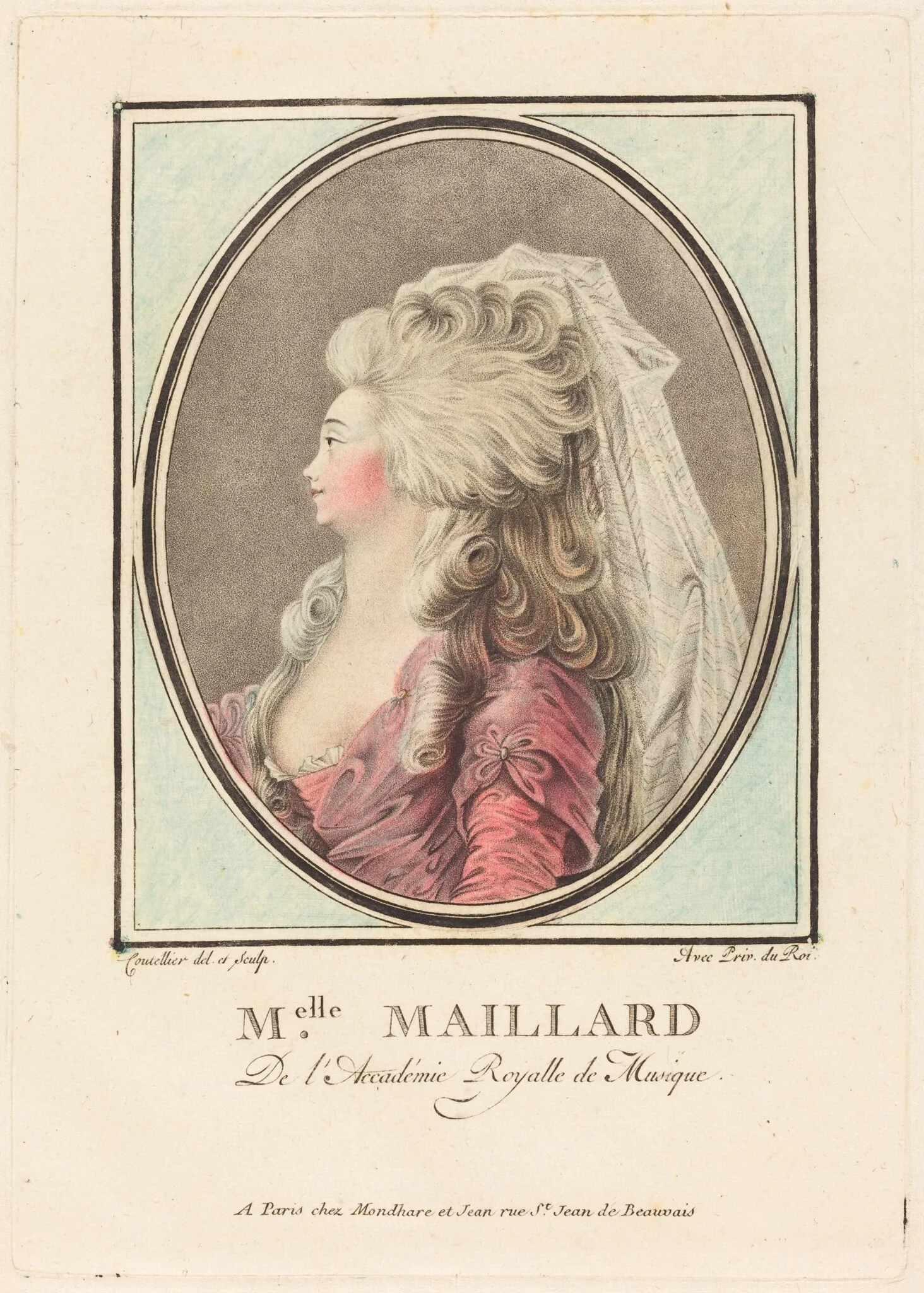 Mademoiselle Maillard, by F. Coutellier, ink, 1764
