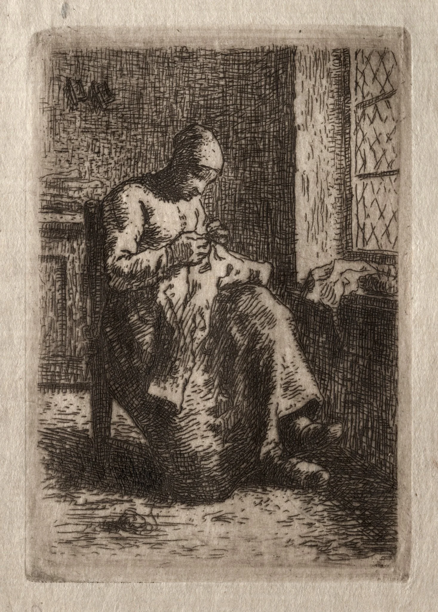 Woman Sewing, by Jean François Millet, 1855