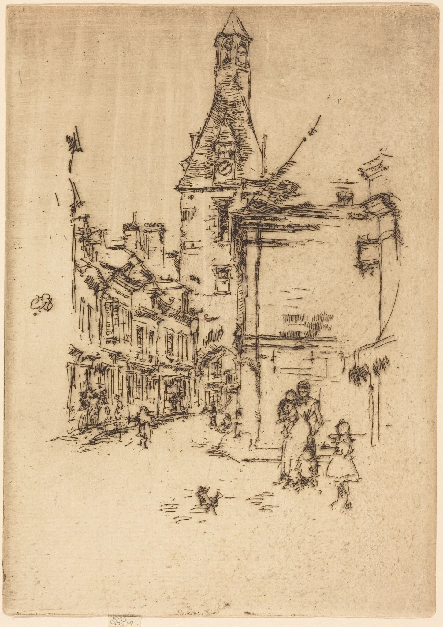 Clock-Tower, Amboise, by James McNeill Whistler, ink, 1888