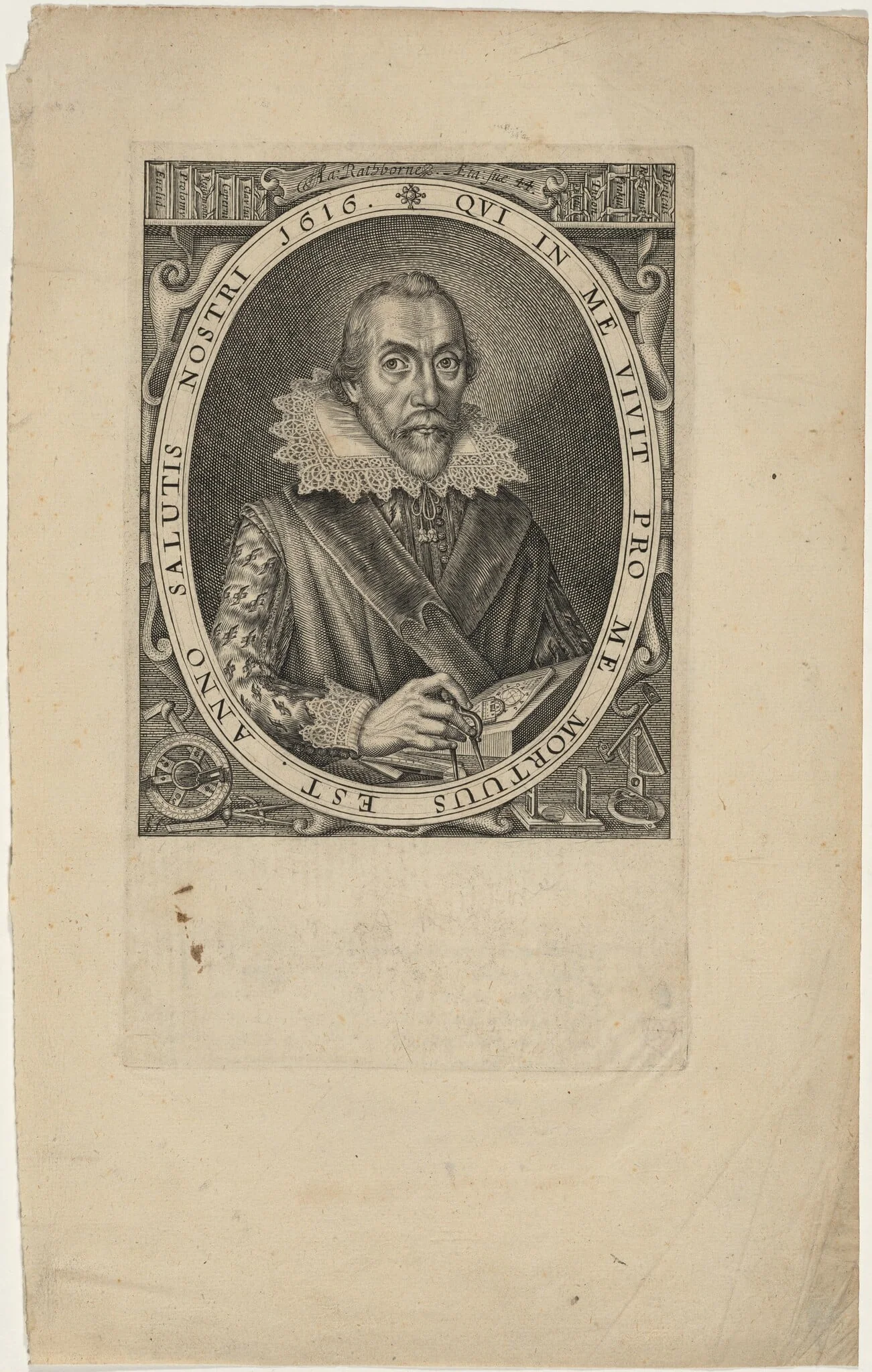 Aaron Rathborne, by Simon van de Passe, ink, 1616