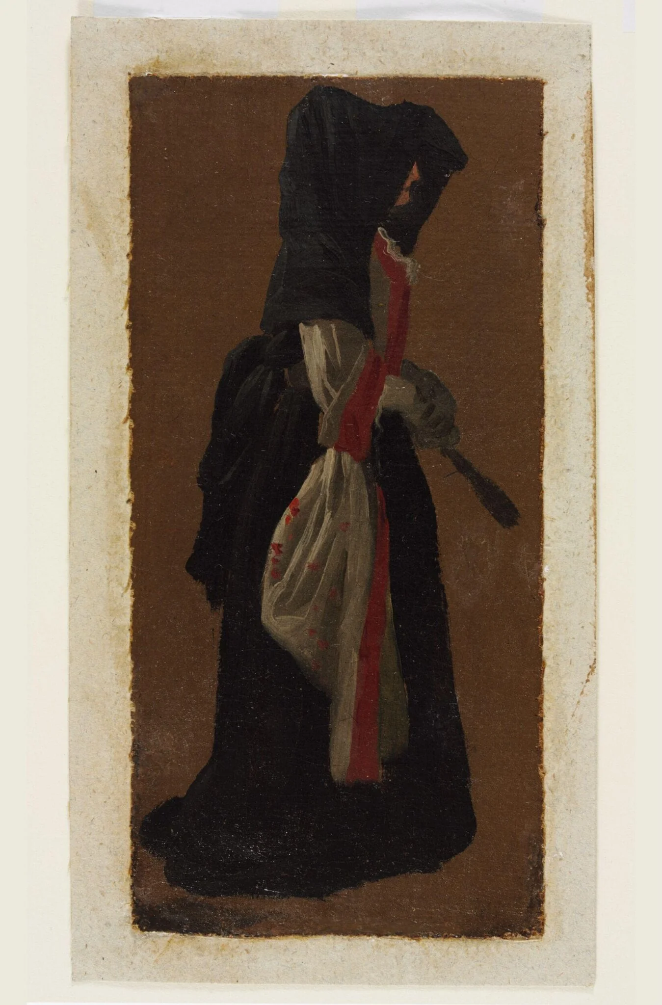 A Lady Seen in Profile, Holding a Fan, by Luca Carlevarijs, oil, 1700