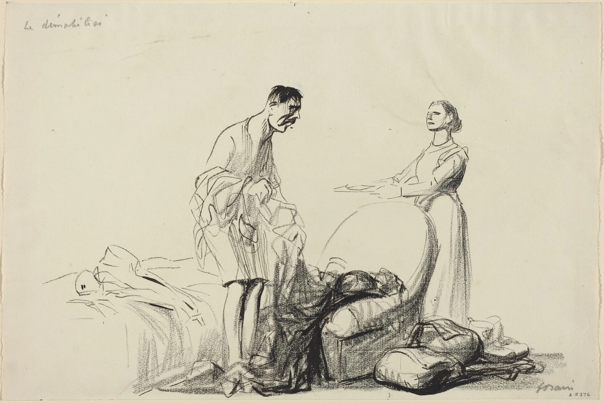 Le demobilise, by Jean-Louis Forain, ink, 1916