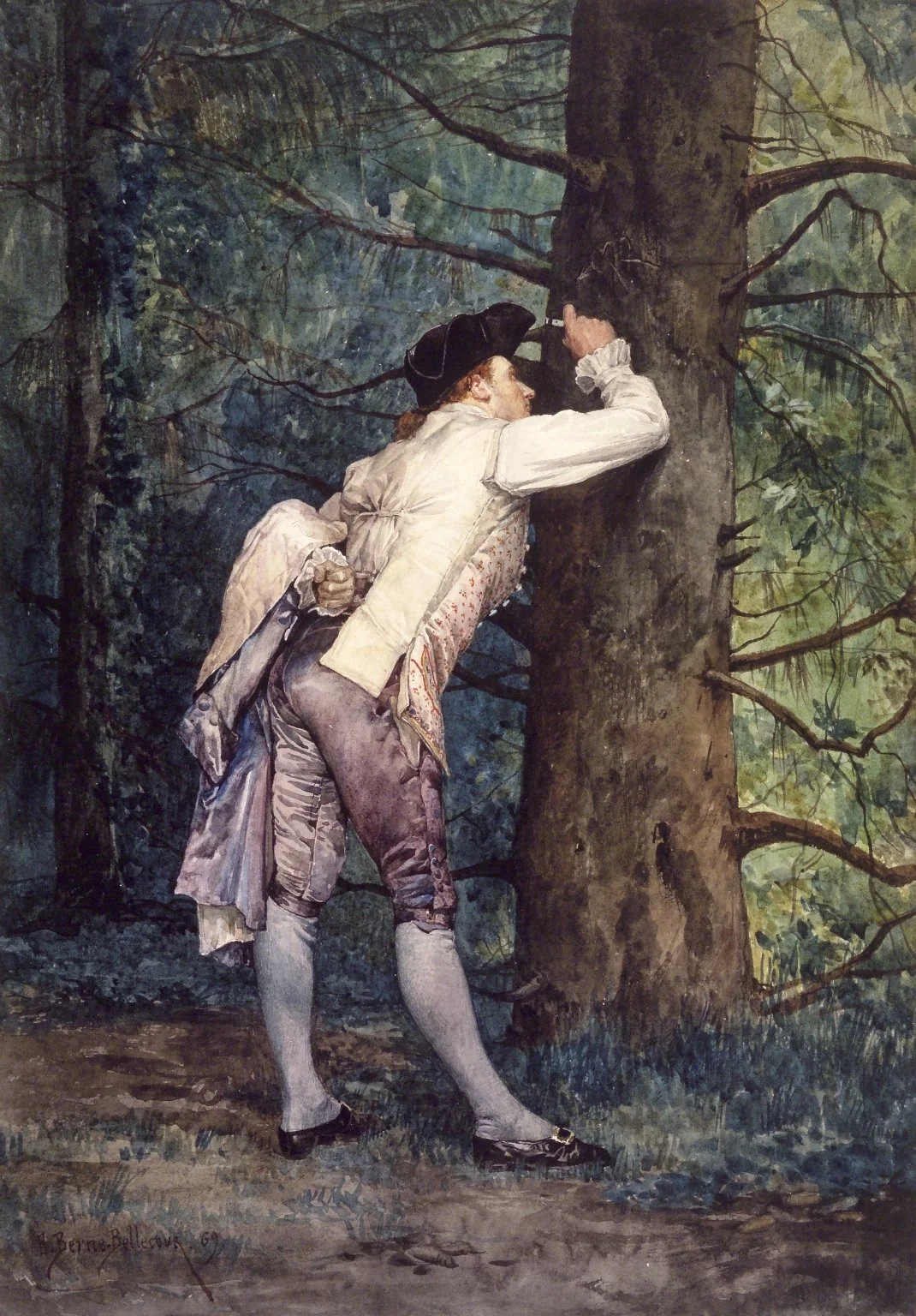 The Lover, by Étienne-Prosper Berne-Bellecour, watercolor, 1869