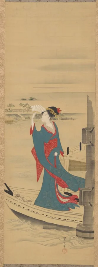 Beauty in a Boat on Sumida River, by Chôbunsai Eishi, unspecified, 1802