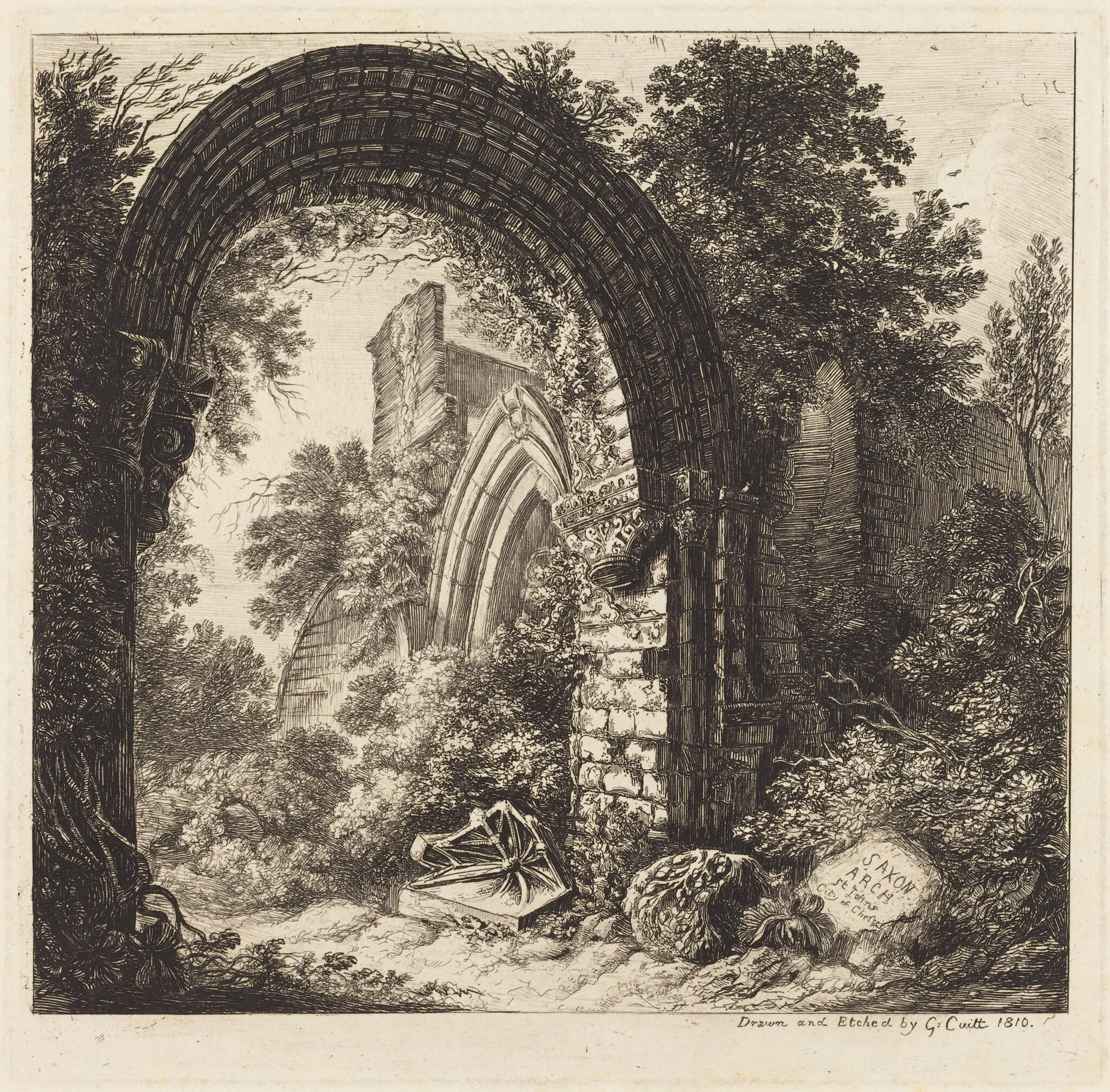 Saxon Arch, by George Cuitt the Younger, ink, 1810
