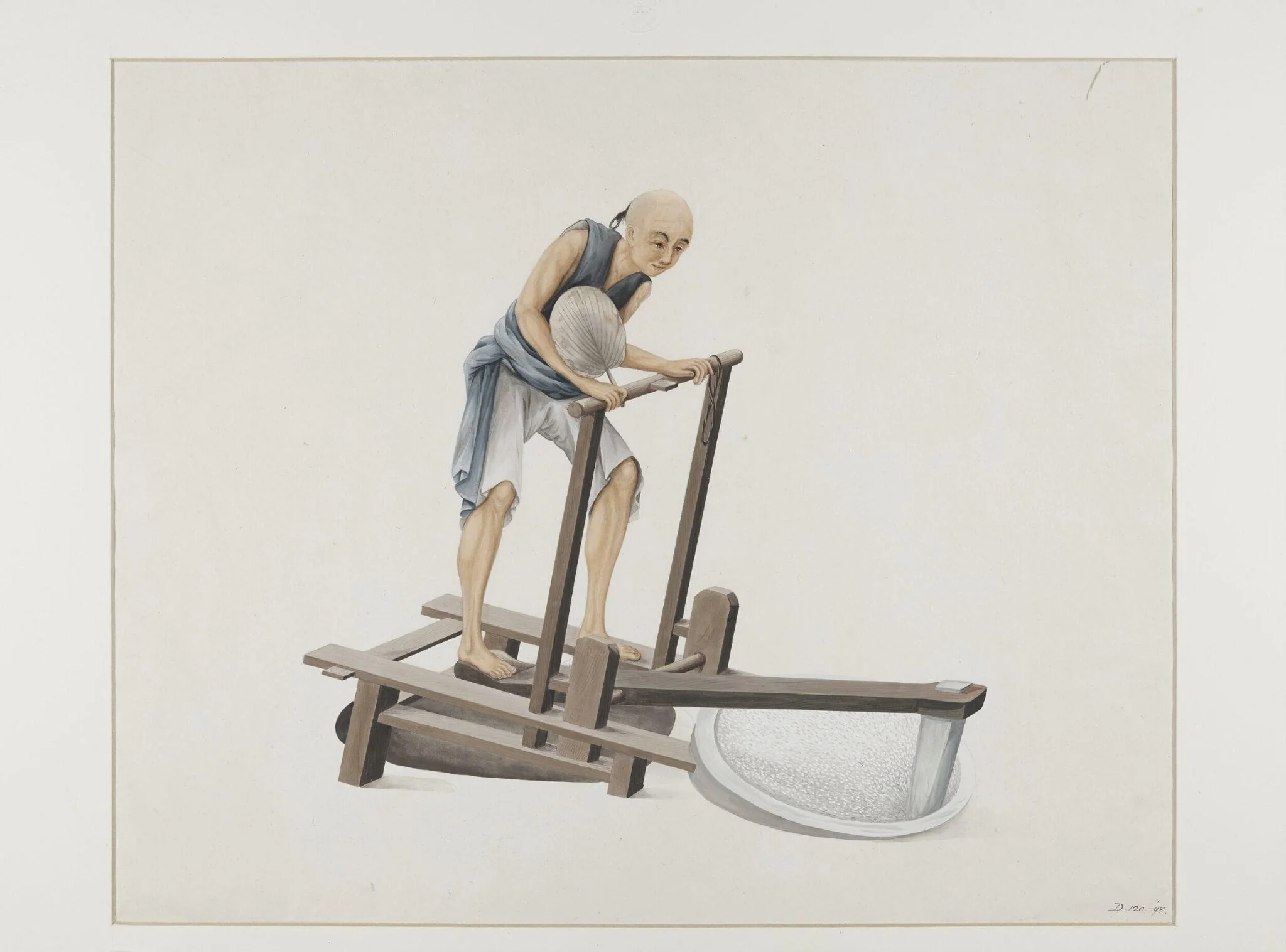Man Pounding Rice, by Puqua, paint, 1790
