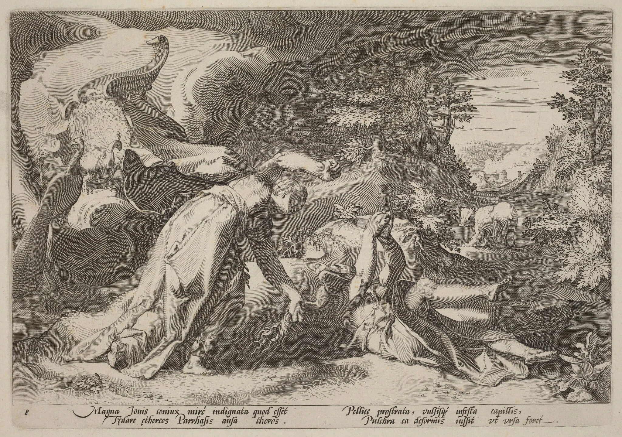 Juno Turning Callisto into a Bear, by Hendrik Goltzius, ink, 1589