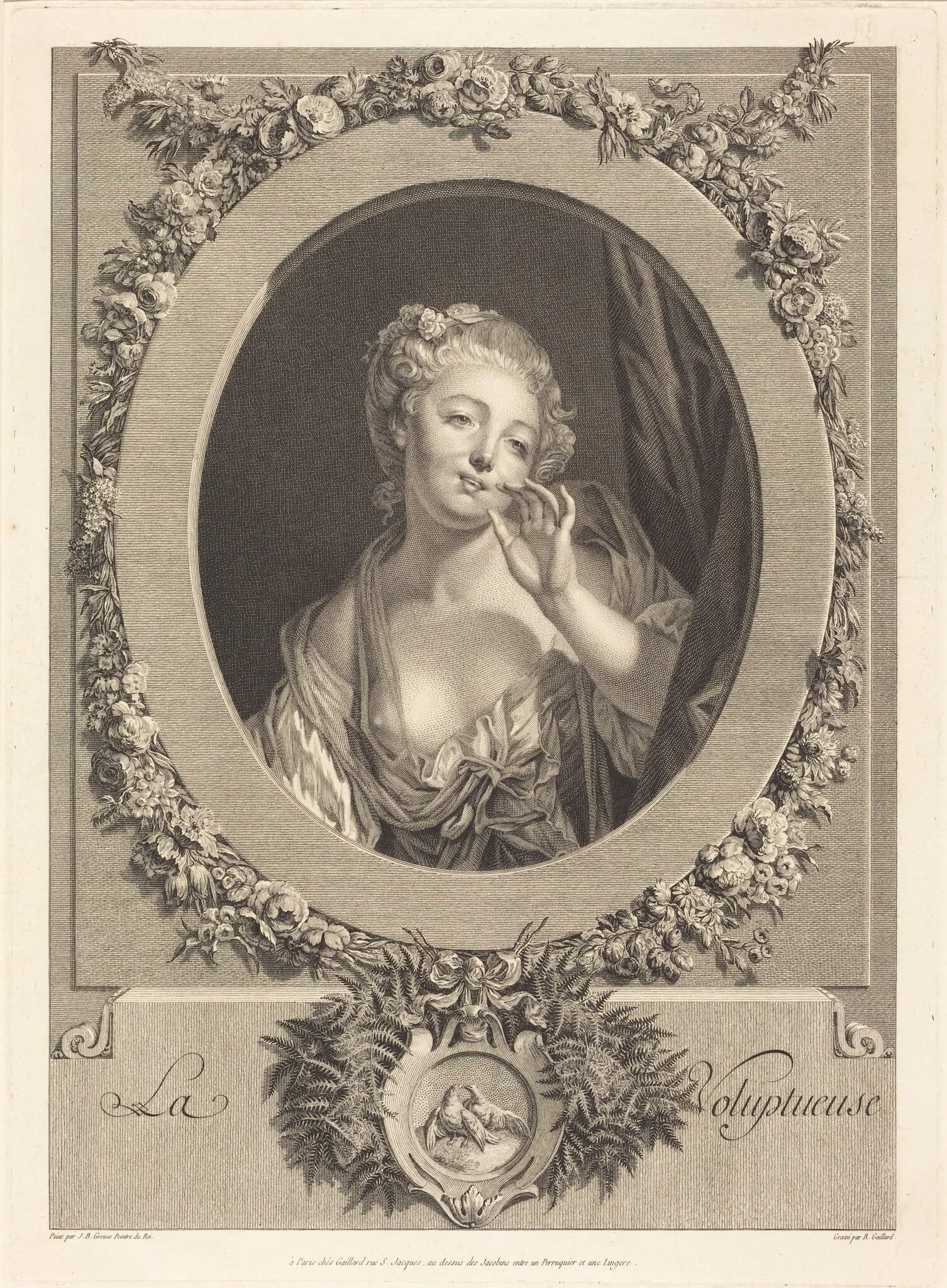 La voluptueuse, by René Gaillard, ink, 1754