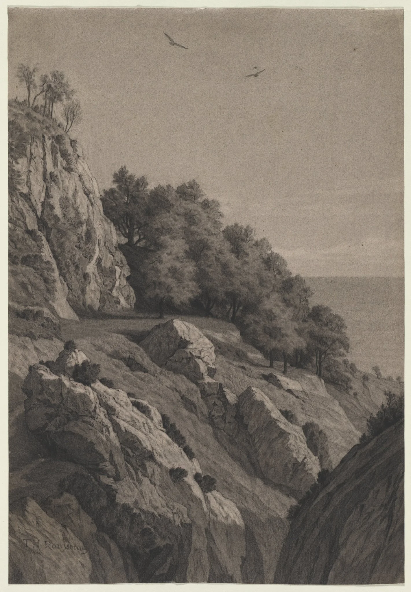 Rocky Cliff on a Coast, by Unknown, 1855