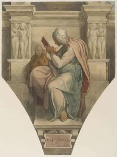 Copy after Michelangelo’s fresco of the ‘Persian Sibyl’ on the Sistine Chapel vault (Sistine Chapel, Rome, 1511-1512).