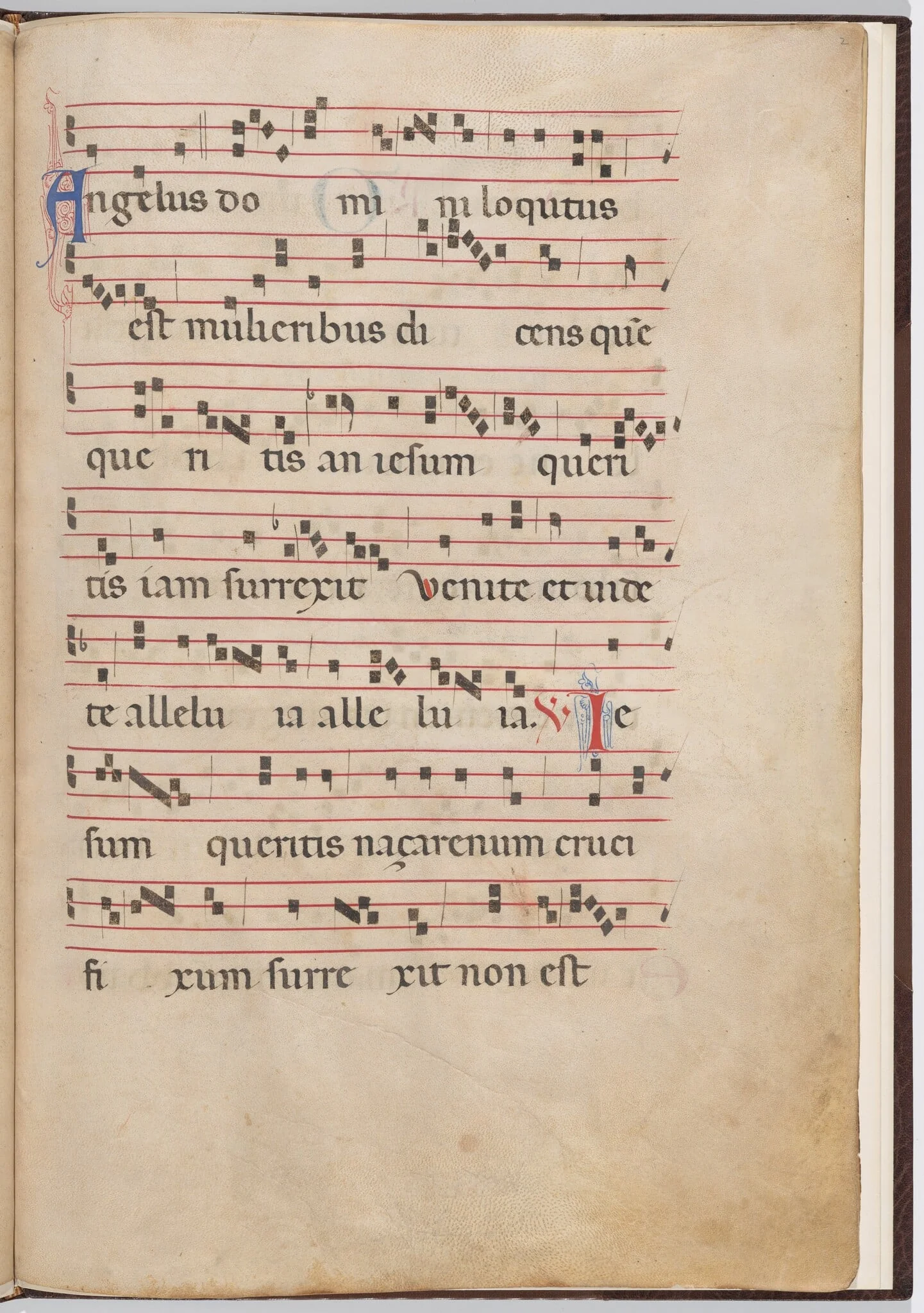 Leaf 2 from an antiphonal fragment, by Italian 13th Century, ink, 1275