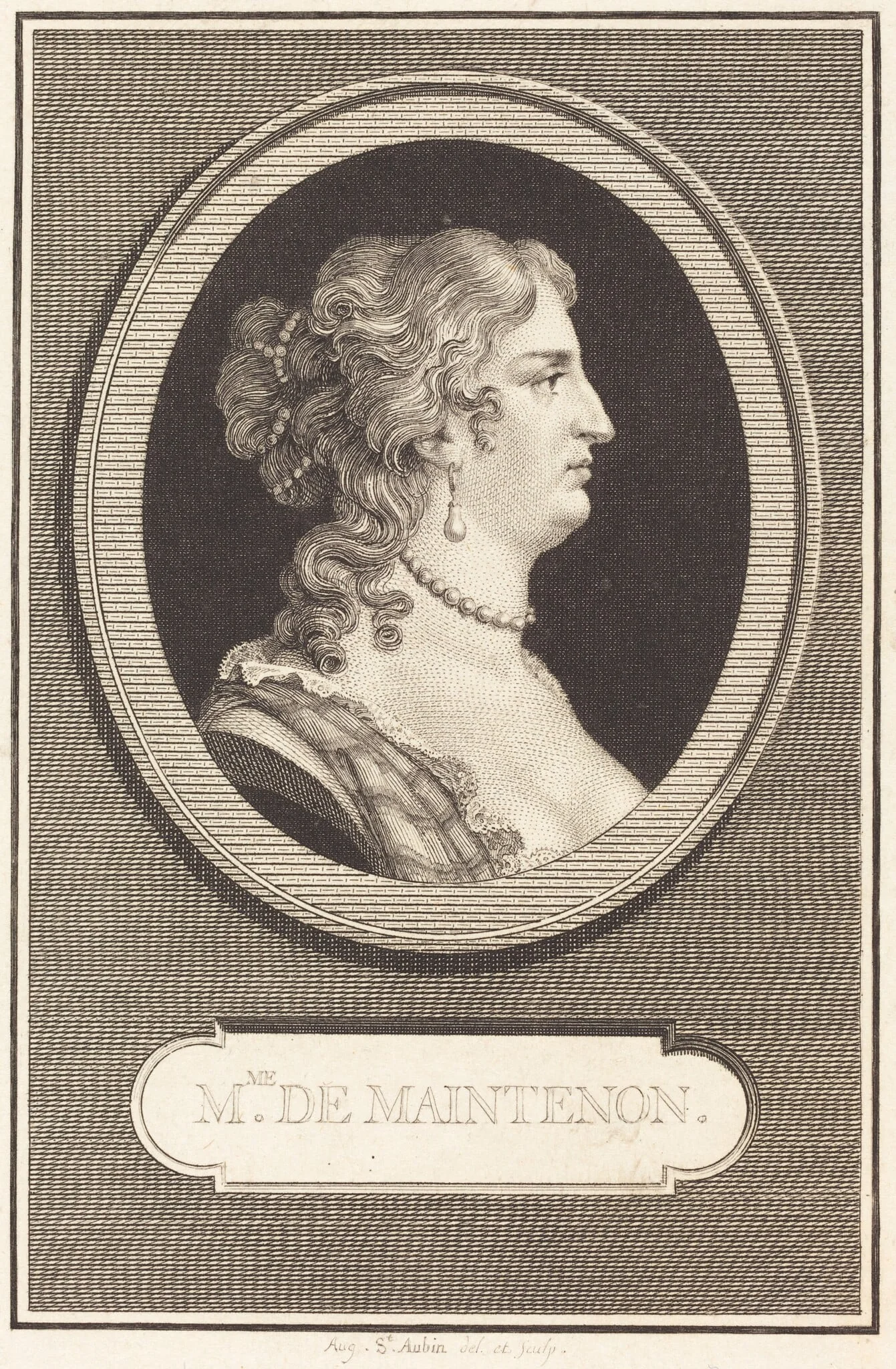 Madame de Maintenon, by Augustin de Saint-Aubin, ink, 1801