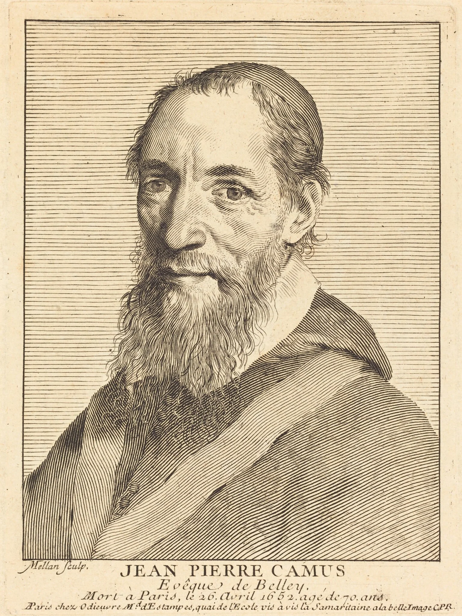 Jean Pierre Camus, by Claude Mellan, ink, 1740