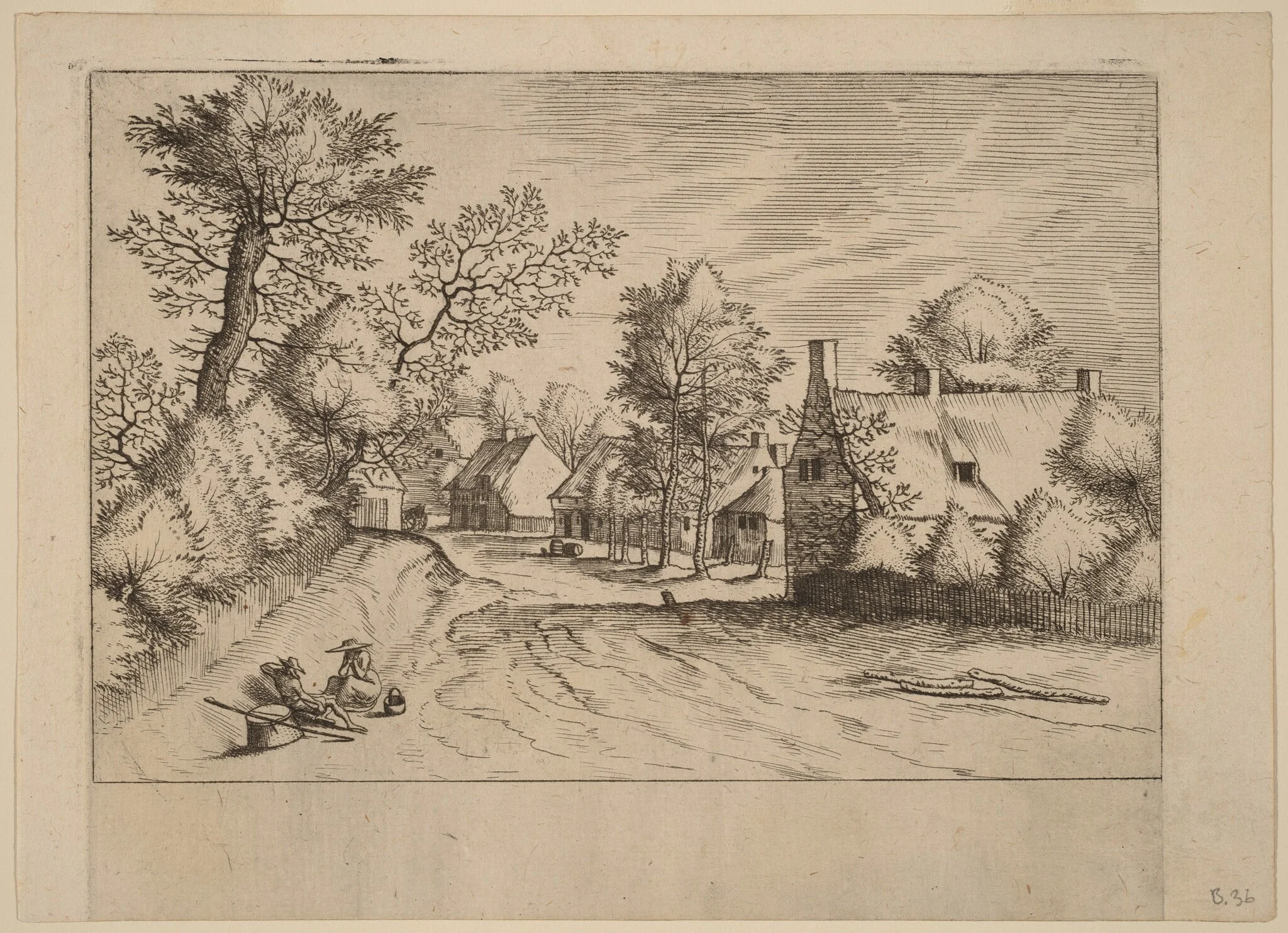 Village Road, by Lucas van Doetechum, ink, 1560