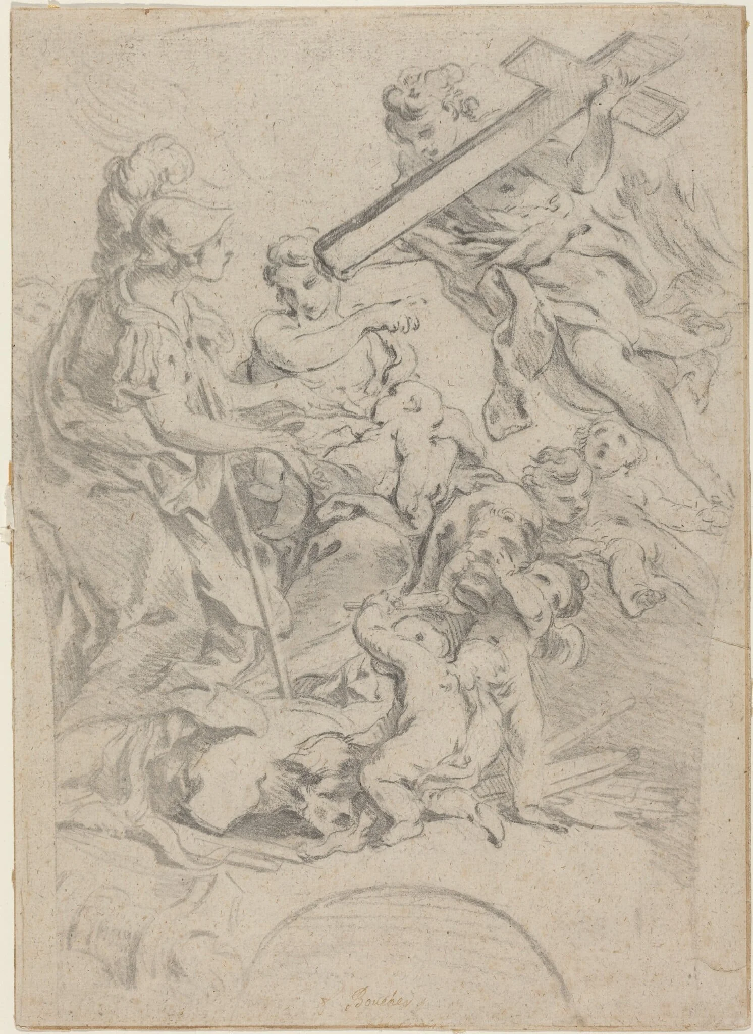 Faith and Charity, by François Boucher, chalk, 1730