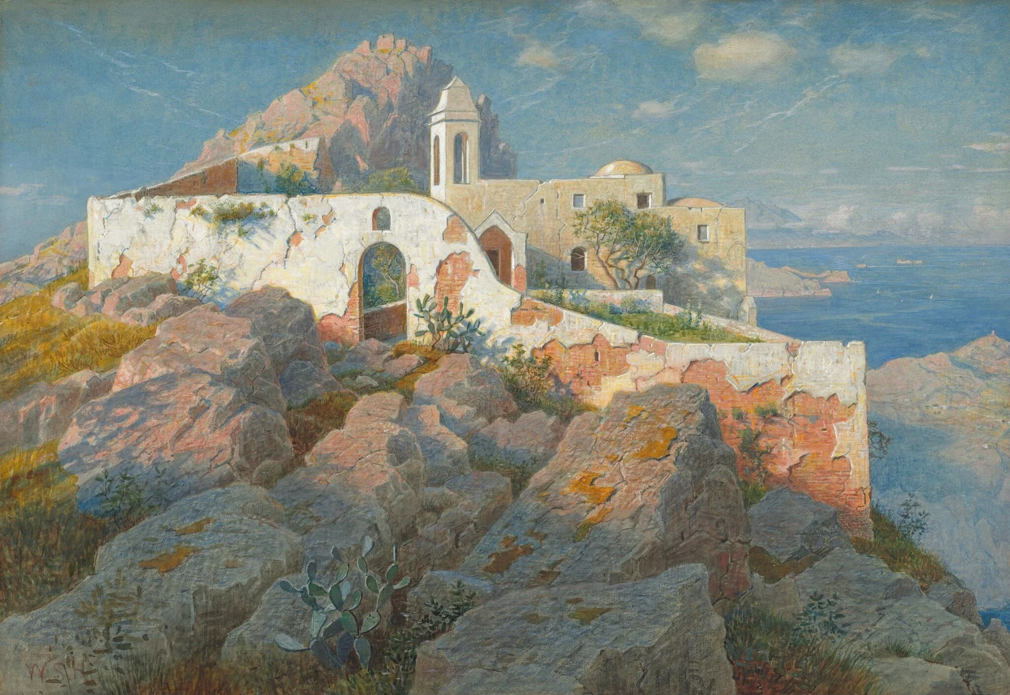 Santa Maria a Cetrella, Anacapri, by William Stanley Haseltine, gouache, 1892