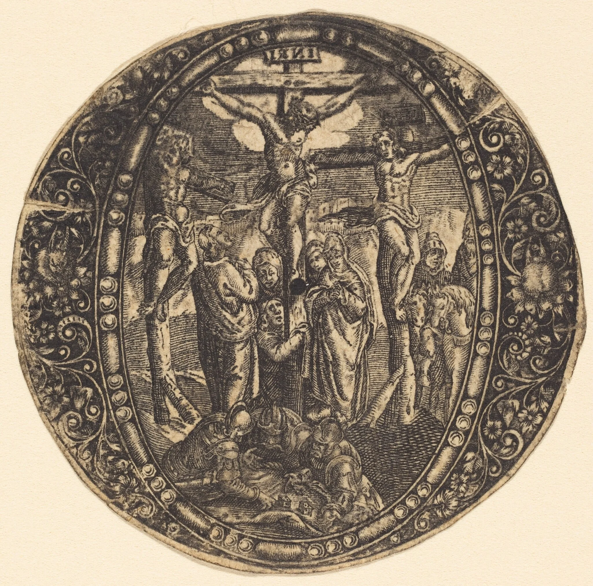 The Crucifixion, by Antoine Jacquard, ink, 1612