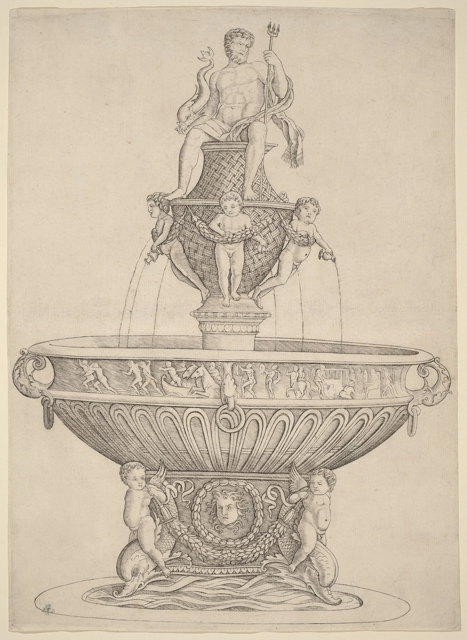 Fountain with Statue of Neptune