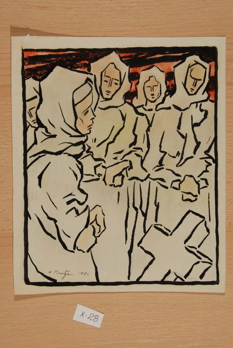 Femei sărace la cimitir, by Nicolae Tonitza, 1923