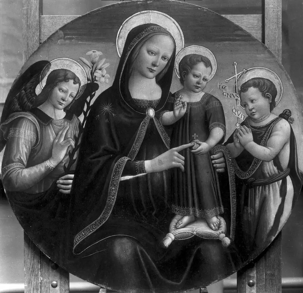 Mary with the Child, flanked by the Angel of the Annunciation and the Young Saint John