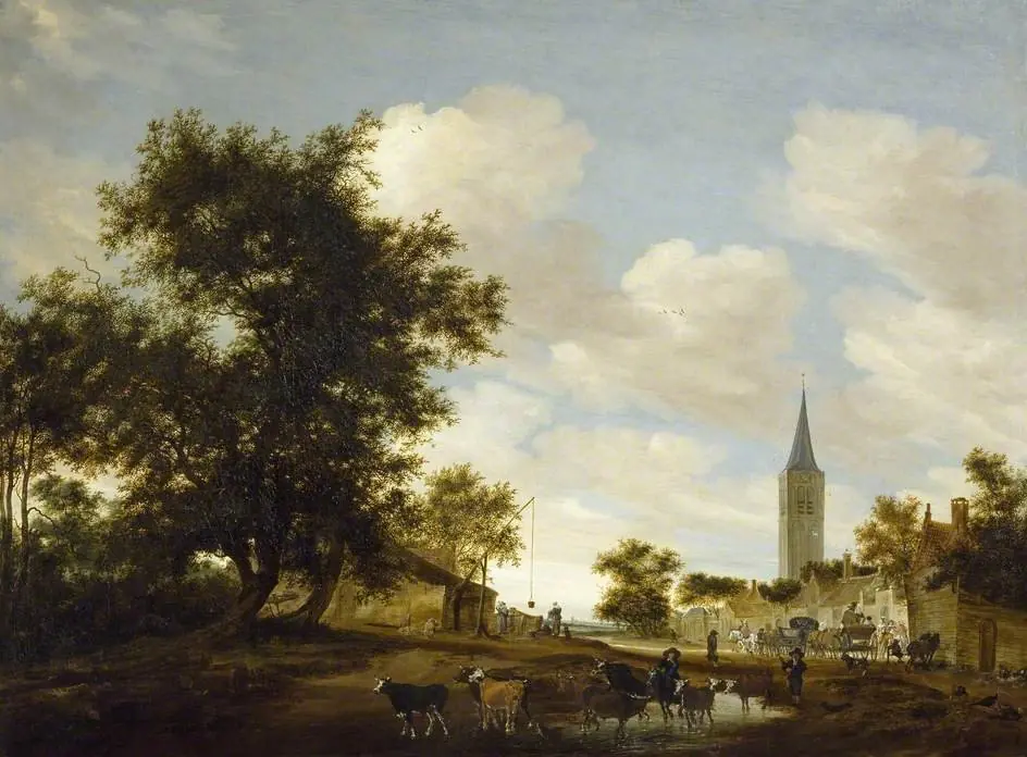 A Draw-well with Cattle before Beverwijck Church