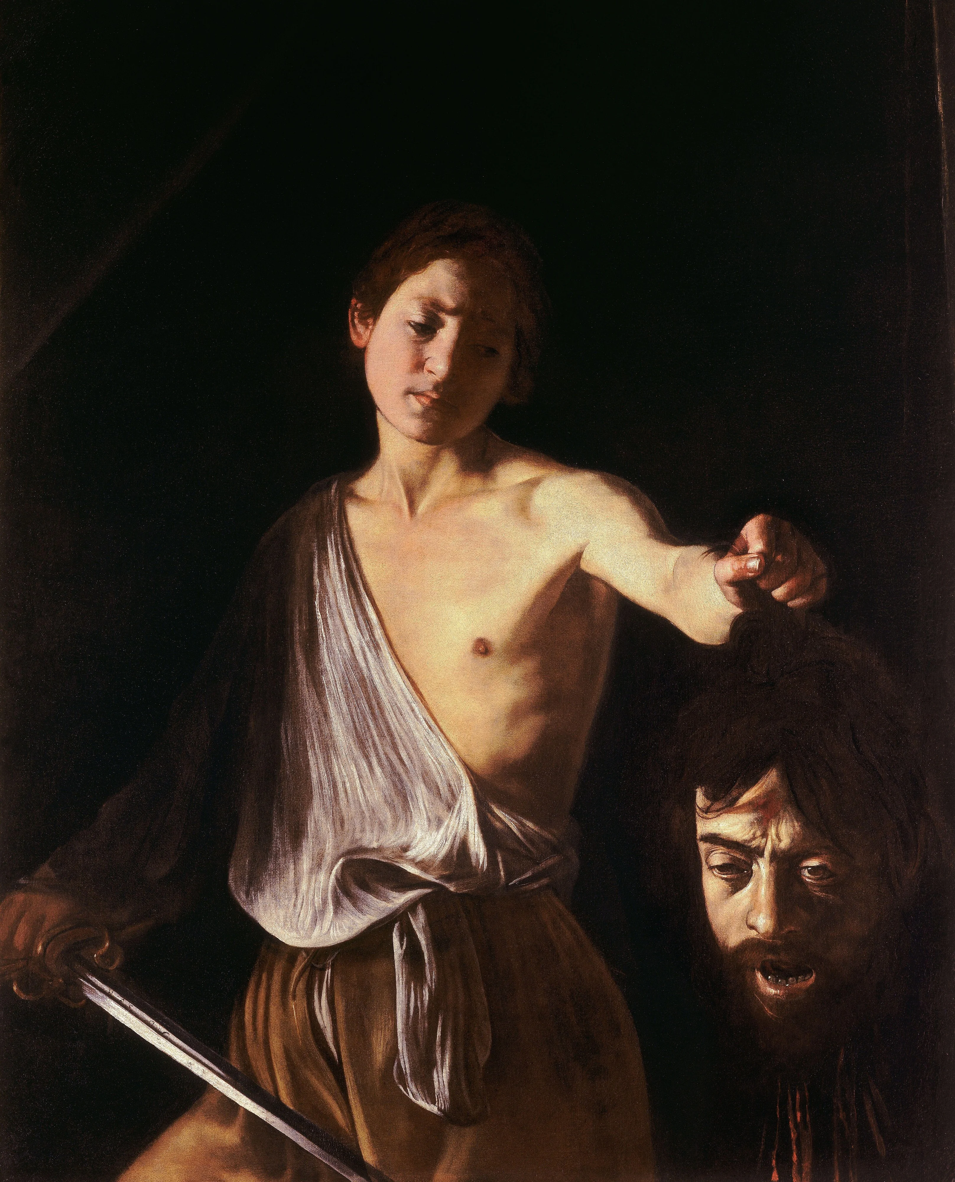 David with the Head of Goliath, by Caravaggio, oil, 1605