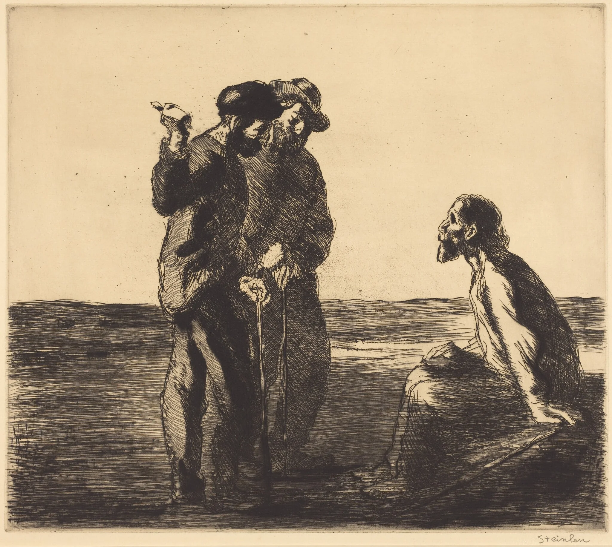 Three Companions (Les trois compagnons), by Théophile Alexandre Steinlen, ink, 1912