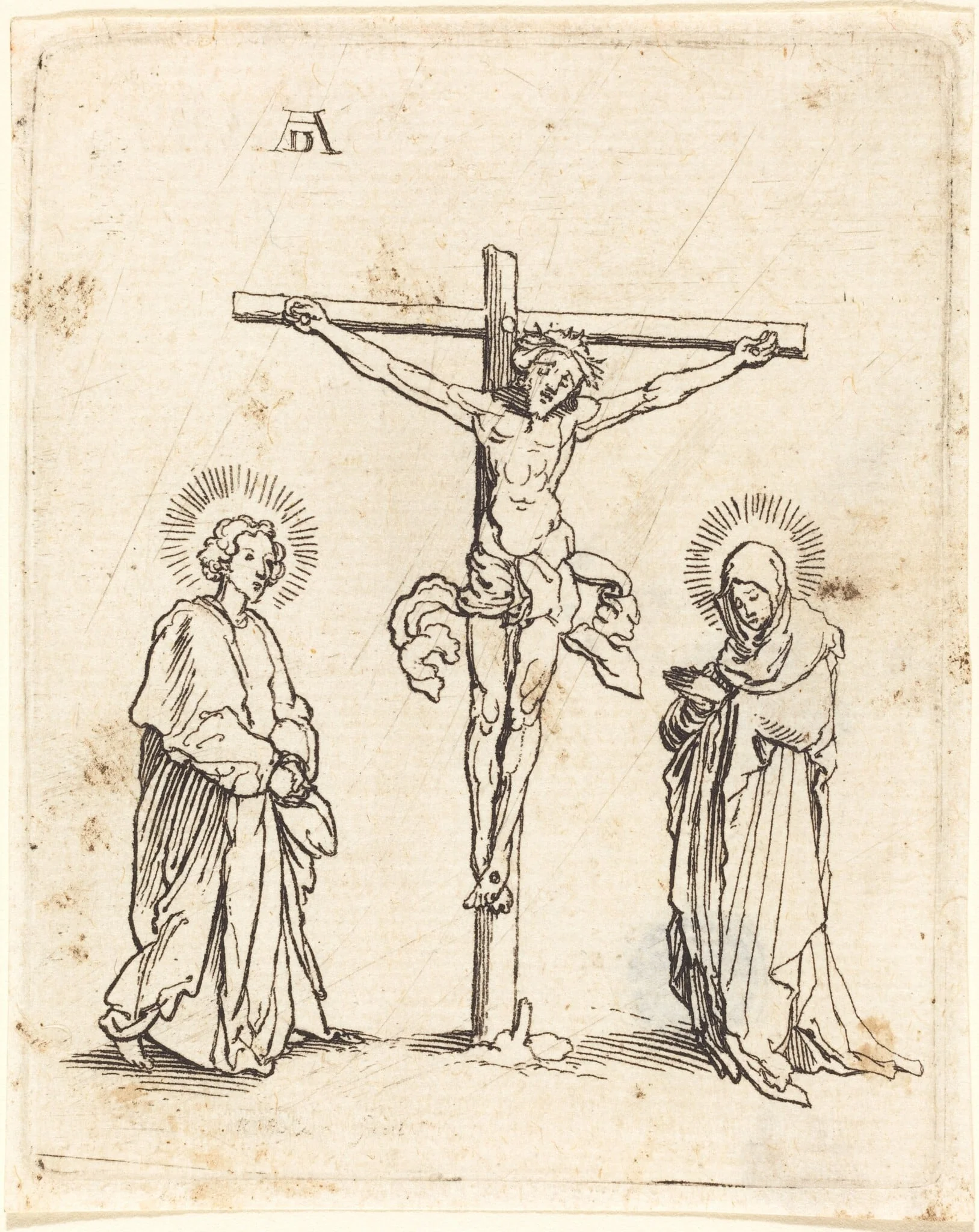 Christ on the Cross Between Saint John and Mary, by Wenceslaus Hollar, ink, 1642