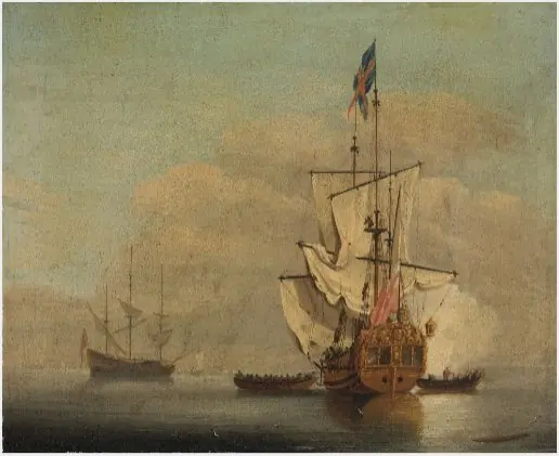 Calm: an English Sixth-rate Ship Firing a Salute