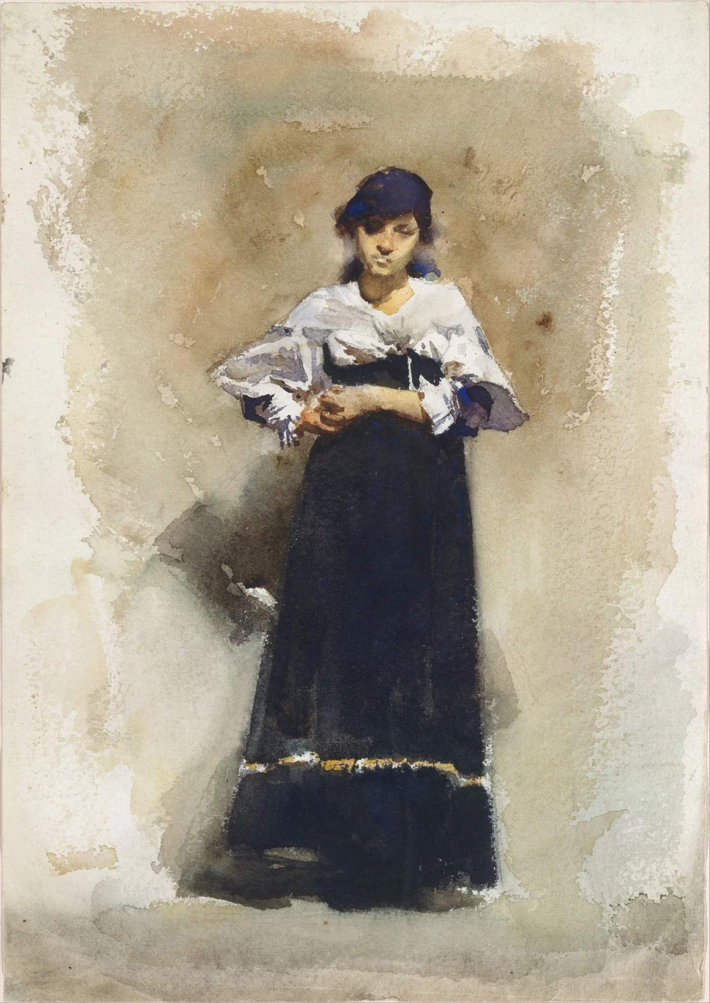 Young Woman with a Black Skirt, by John Singer Sargent, graphite, 1890