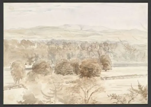 The Tweed surrounded by woodland, with the Cheviots in the background