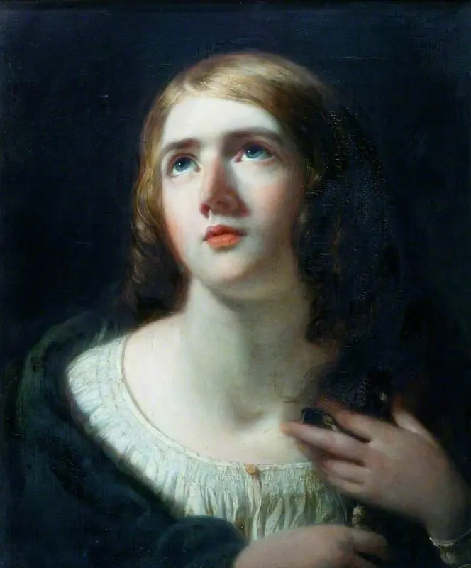 A Woman Clasping a Crucifix to Her Breast