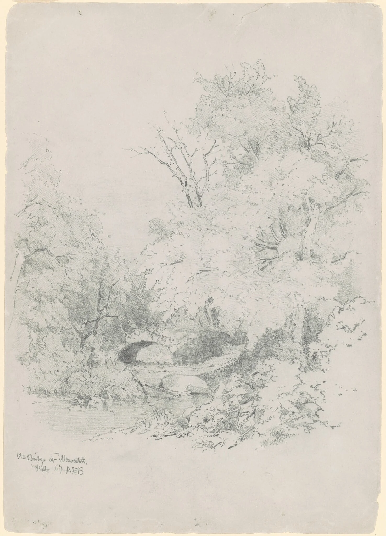 Old Bridge at Weaverton, by Andrew Fisher Bunner, graphite, 1867
