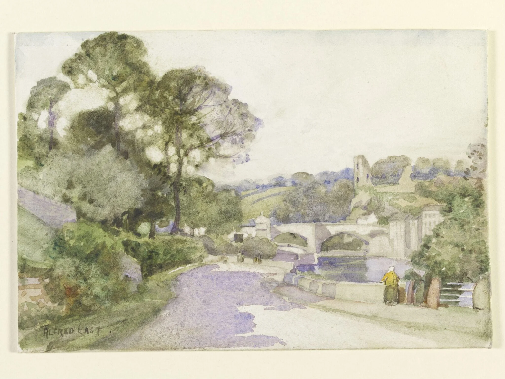 Barnard Castle, by Alfred East, watercolor, 1850