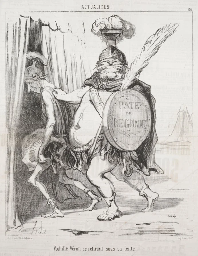 Achilles Véron withdrawing into his tent., by Honoré Daumier, 1850