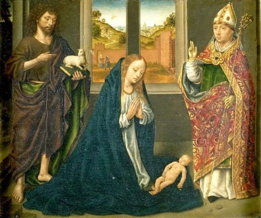 The adoration of the Christ-child and Saints John the Baptist and Donatius