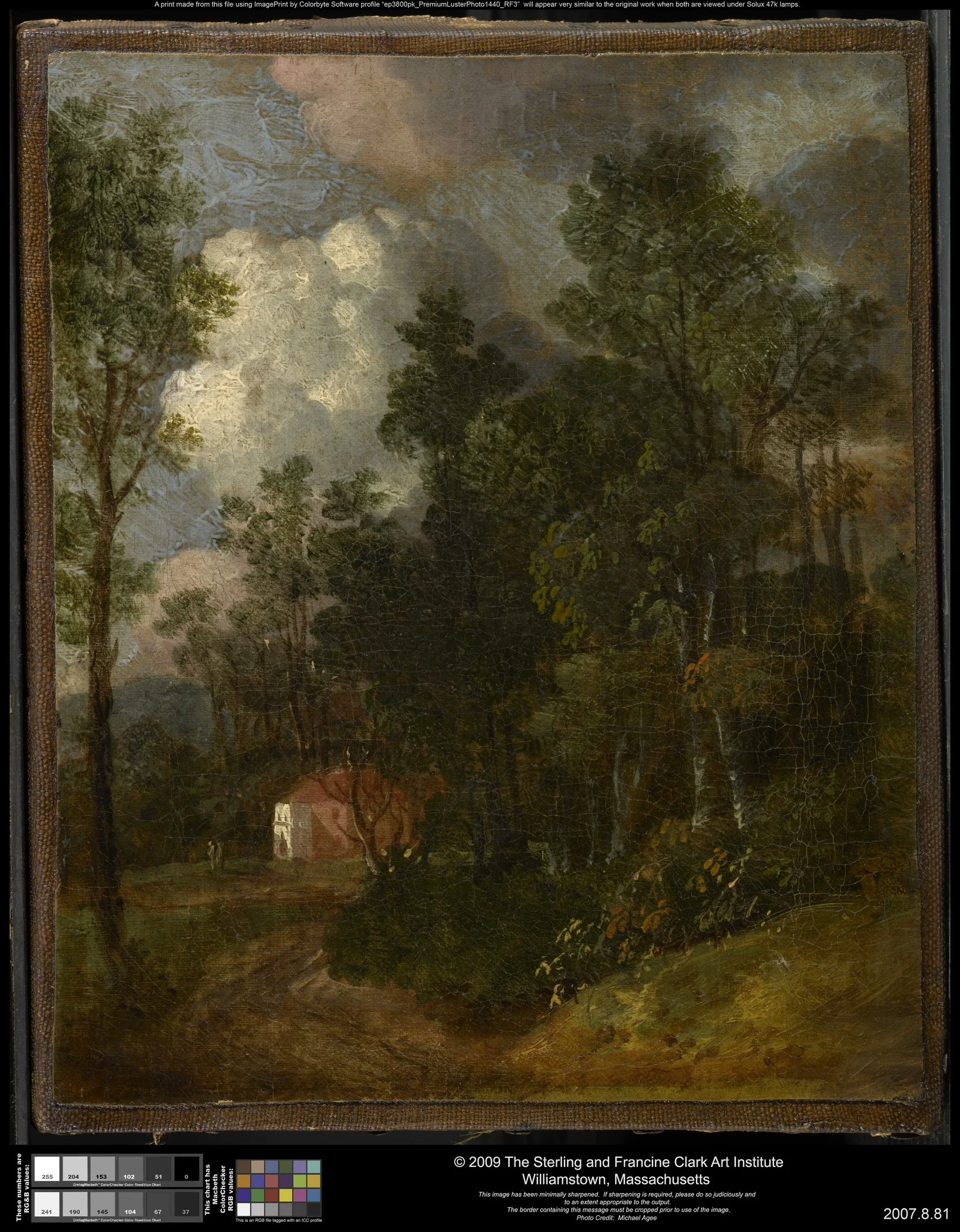 A Wooded Landscape with Figures by a House, by Thomas Gainsborough, oil, 1752