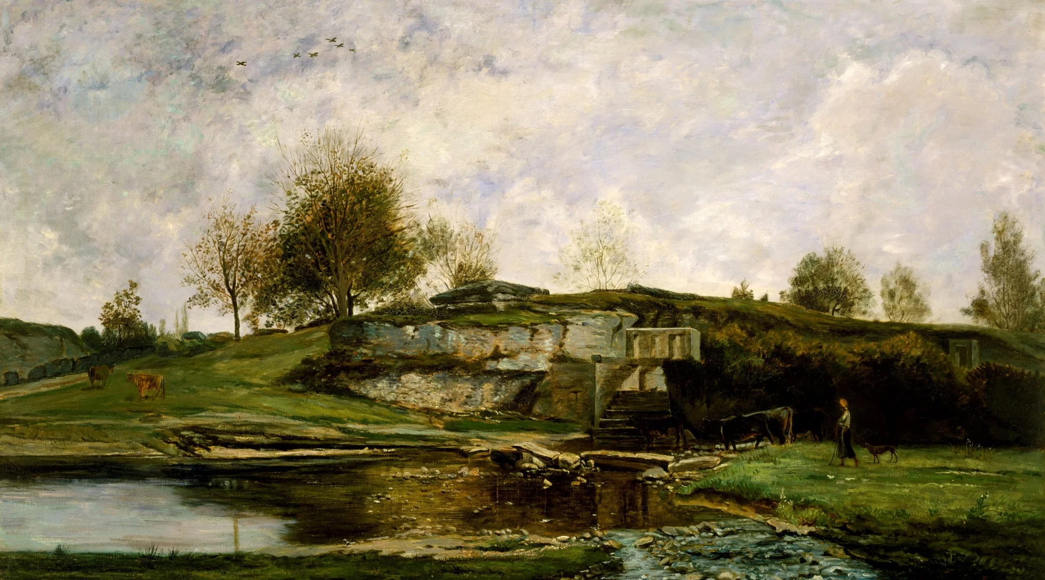 Sluice in the Optevoz Valley, by Charles François Daubigny, oil, 1854