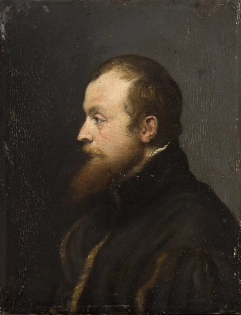 Portrait of a bearded man in profile