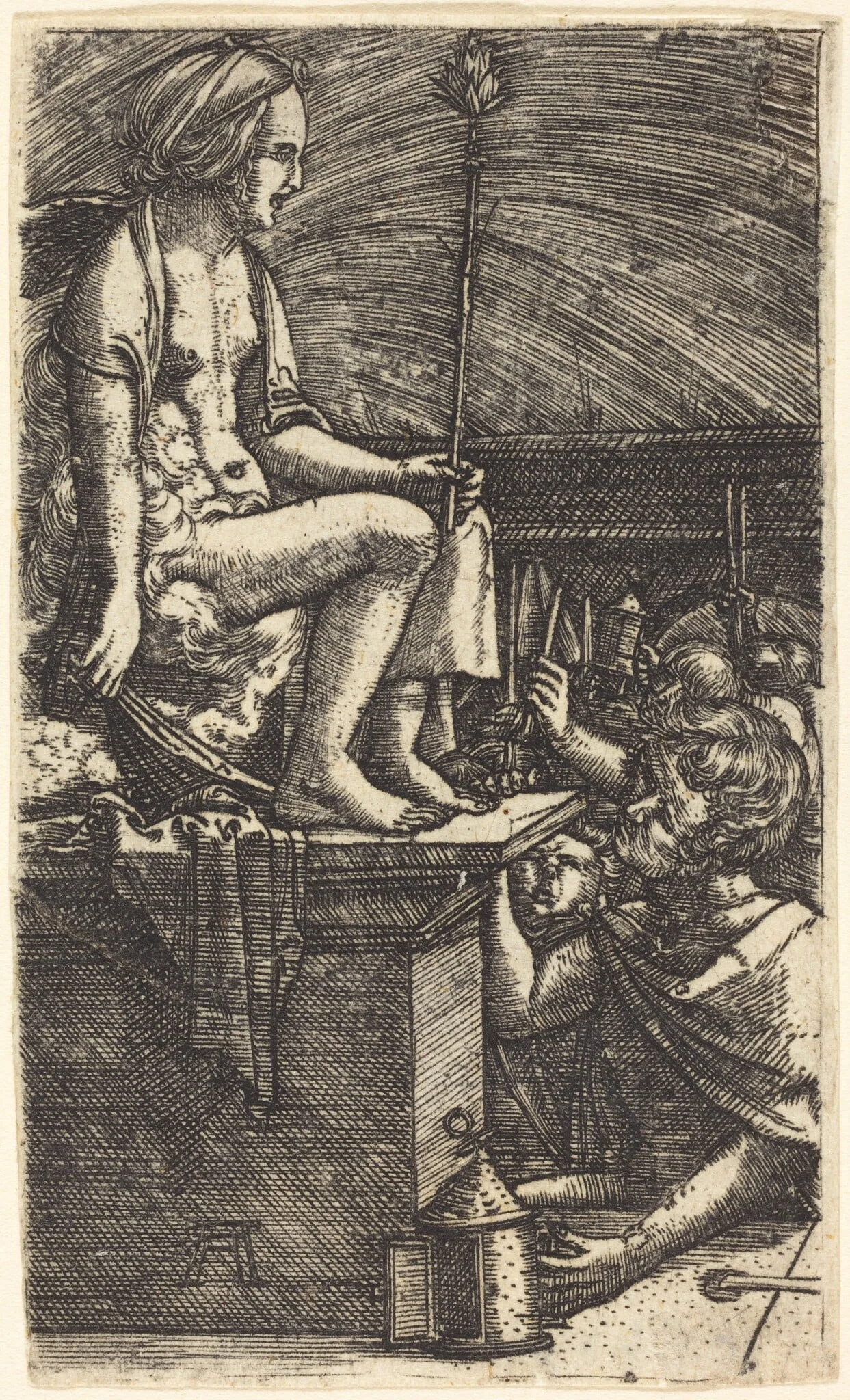 The Revenge of the Sorcerer Virgil, by Albrecht Altdorfer, ink, 1525