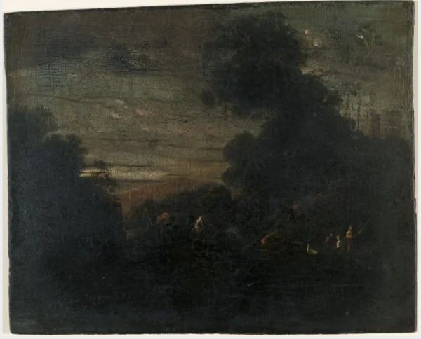 Fishermen by Moonlight, by William Howis junior, unspecified, 1852