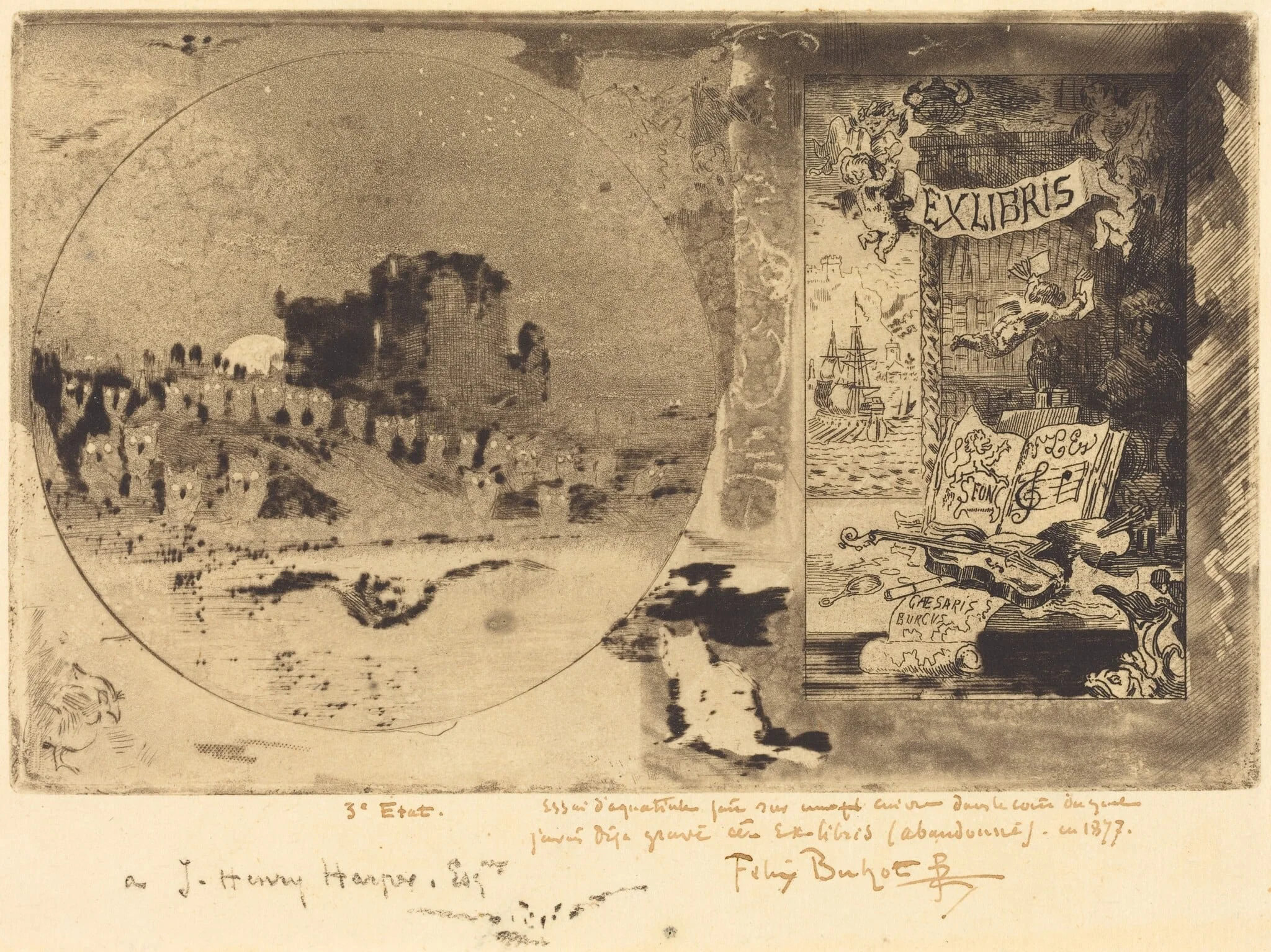 Le Château des hiboux (Castle of the Owls), by Félix-Hilaire Buhot, ink, 1882