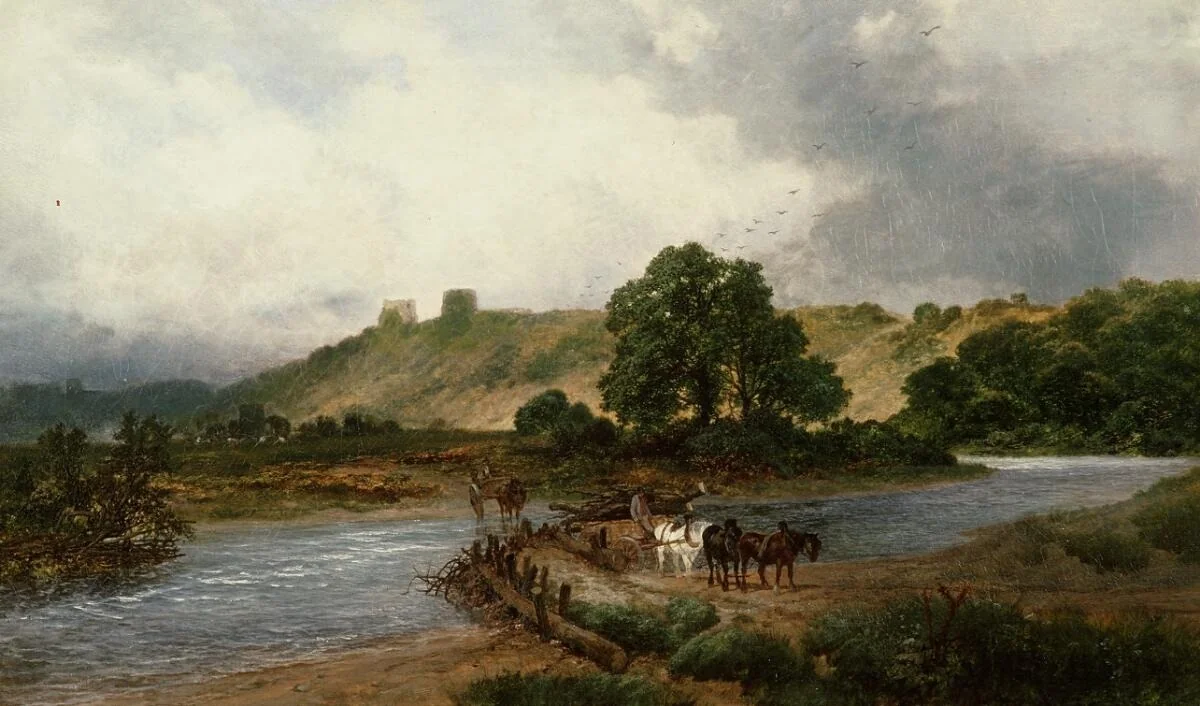 Hauling logs near Rhuddlan Castle