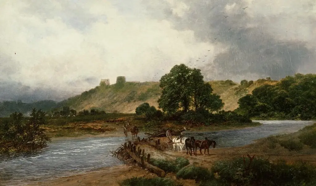 Hauling logs near Rhuddlan Castle